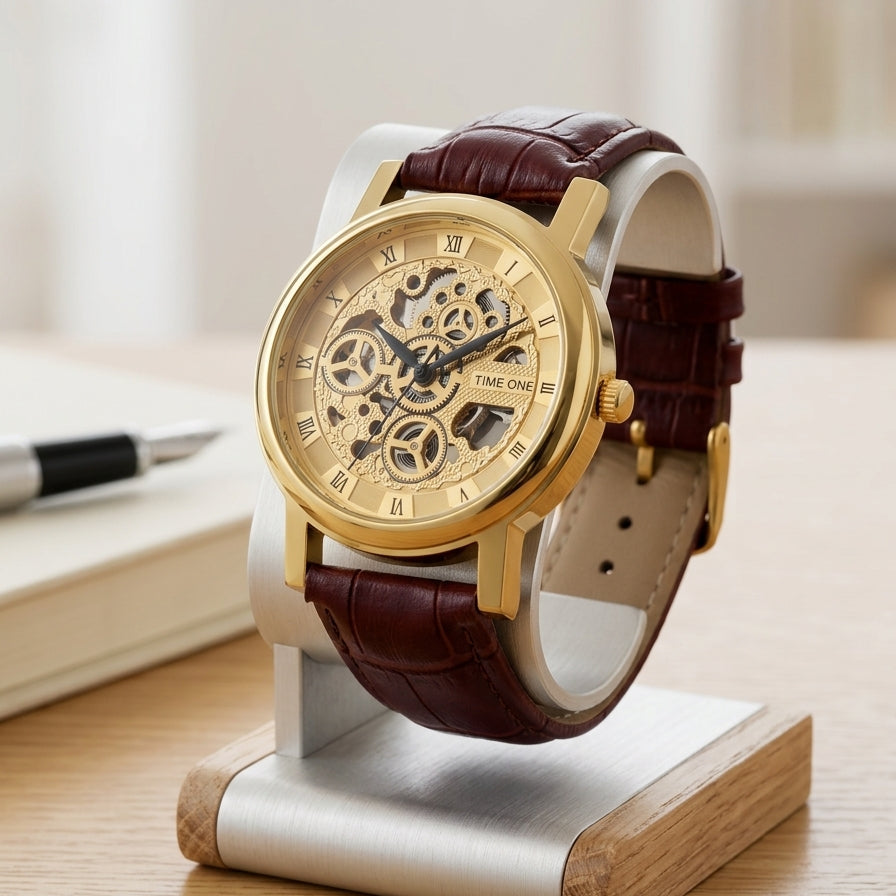 Gold Skeleton Watch
