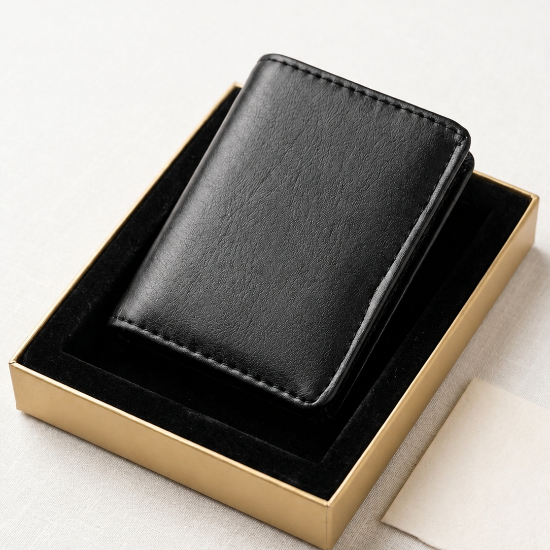 Premium Black Leather Card Holder